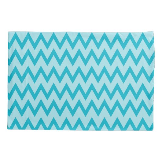 Trendy Turquoise Chevron Zigzag Name en Monogram Kussensloop (Achterkant)