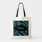 Trendy Turquoise en Black Zebra Stripes Bag Tote Bag (Voorkant)