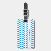 Trendy Turquoise en White Chevron Pattern Bagagelabel (Voorkant verticaal)