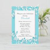 Trendy Turquoise Floral Bridal Shower Kaart (Staand voorkant)