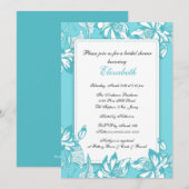 Trendy Turquoise Floral Bridal Shower Kaart (Voorkant / Achterkant)