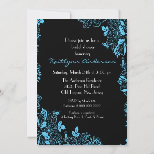 Trendy Turquoise Floral Bridal Shower Kaart (Voorkant)
