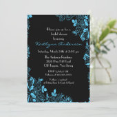 Trendy Turquoise Floral Bridal Shower Kaart (Staand voorkant)