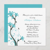 Trendy Turquoise Floral Bridal Shower Kaart (Voorkant / Achterkant)