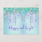 Trendy Turquoise Glitter Drift Graphic Kerstmis Briefkaart (Voorkant)