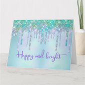 Trendy Turquoise Glitter Drift Graphic Kerstmis Kaart (Voorkant)