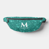 Trendy Turquoise Glitter Modern White Name Initiaa Heuptasje (Liggend)
