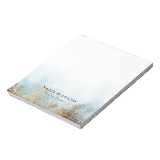 Trendy Turquoise Gold Waterverf Notitieblok (Linkerzijde)