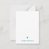 Trendy Turquoise Heart en Name Notitiekaartje (Voorkant)