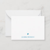 Trendy Turquoise Heart en Name Notitiekaartje (Voorkant)