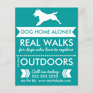 Trendy Turquoise Hond Silhouet Hond Uitlater Flyer