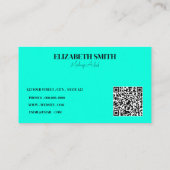 trendy turquoise hot pink Make-up Artist QR Code Visitekaartje (Achterkant)