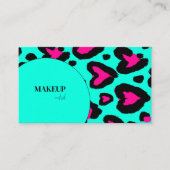 trendy turquoise hot pink Make-up Artist QR Code Visitekaartje (Voorkant)