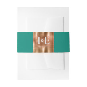 Trendy Turquoise & Nepfake Koper Folie Huwelijksbr Uitnodigingen Wikkel