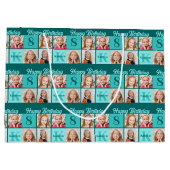 Trendy Turquoise Verjaardagsfeest Aangepaste Foto Groot Cadeauzakje (Achterkant)