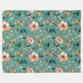 Trendy turquoise Wildbloemen Boho patroon schattig Fleece Deken (Voorkant (Horizontaal))