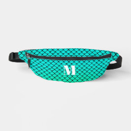 Trendy Turquoise Zeemeermin Schalen Wit Monogram Heuptasje