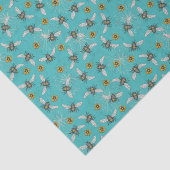 Trendy Turquoise Zoemende Lente & Zomer Bij Tissuepapier (Detail)