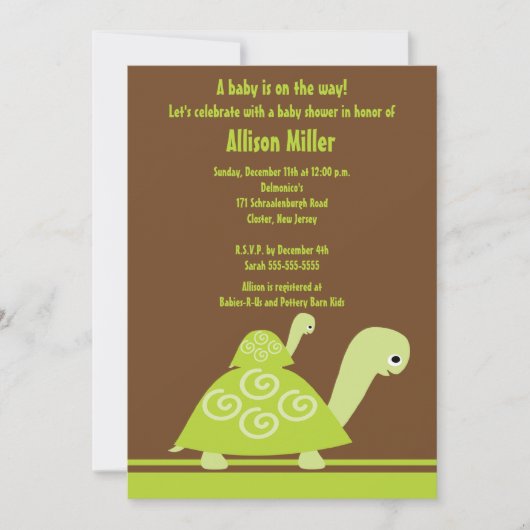 Trendy Turtle Baby shower Invitation Kaart (Voorkant)