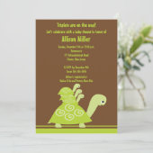 Trendy Turtle Triplets Baby shower Invitation Kaart (Staand voorkant)