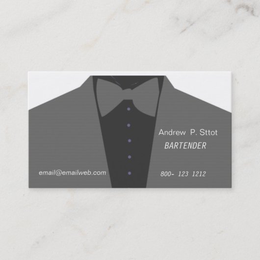 Trendy Tuxedo Catering Bartender Professional Visitekaartje (Voorkant)