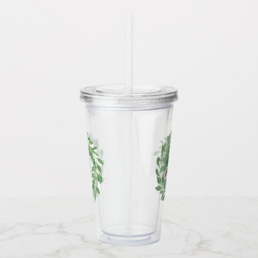 Trendy Twee Foto Waterverf Greenery Krans Acryl Drinkbeker (Rechts)