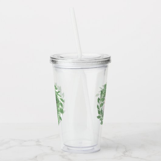 Trendy Twee Foto Waterverf Greenery Krans Acryl Drinkbeker (Links)