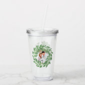 Trendy Twee Foto Waterverf Greenery Krans Acryl Drinkbeker (Achterkant)