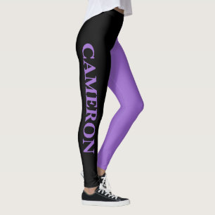 Trendy twee kleuren   Naam   Zwart en Amethist Leggings