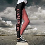 Trendy twee kleuren | Naam | Zwart en Roestig Sina Leggings<br><div class="desc">Trendy twee kleuren | Persoonlijke naam | Zwarte en Roestige Oranje Leggings</div>