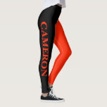 Trendy twee kleuren | Naam | Zwart en Scarlet Leggings<br><div class="desc">Trendy twee kleuren | Persoonlijke naam | Zwarte en Scarlet Leggings</div>
