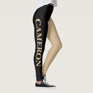 Trendy twee kleuren   Naam   Zwart en Tan Leggings