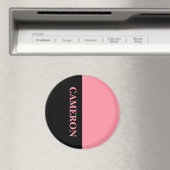 Trendy twee kleuren | Naam | Zwart en zalmroze Magneet (Insitu (Vaatwasser))