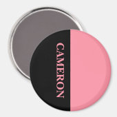 Trendy twee kleuren | Naam | Zwart en zalmroze Magneet (Voorkant / Achterkant)