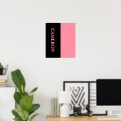 Trendy twee kleuren | Naam | Zwart en zalmroze Poster (Thuiskantoor)