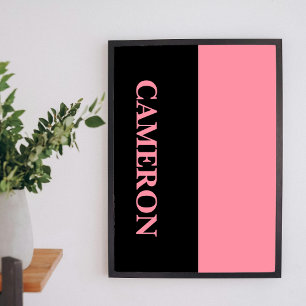 Trendy twee kleuren   Naam   Zwart en zalmroze Poster