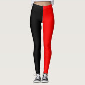 Trendy twee kleuren | Zwart en Rood Leggings (Voorkant)