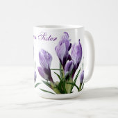 Trendy tweelingzus Gemini paarse krokus bloemig Koffiemok (Voorkant rechts)