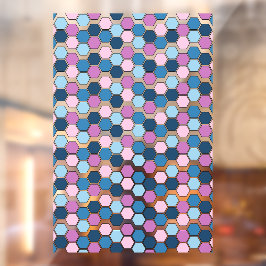 Trendy Twilight City blauw en roze zeshoekig patro Raamsticker