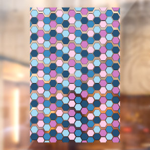 Trendy Twilight City blauw en roze zeshoekig patro Raamsticker