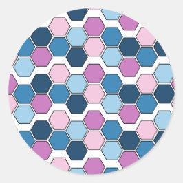 Trendy Twilight City blauw en roze zeshoekig patro Ronde Sticker