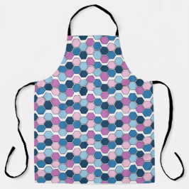 Trendy Twilight City blauw en roze zeshoekig patro Schort