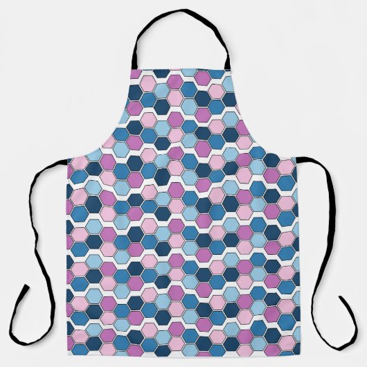 Trendy Twilight City blauw en roze zeshoekig patro Schort (Voorkant)