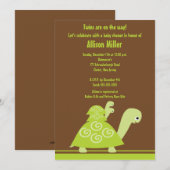 Trendy Twins Turtle Baby shower Invitation Kaart (Voorkant / Achterkant)