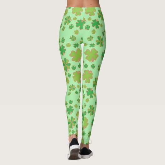 Trendy Two Color Green Shamrock Pattern Leggings (Achterkant)