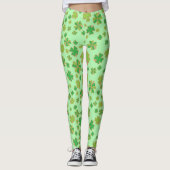 Trendy Two Color Green Shamrock Pattern Leggings (Voorkant)