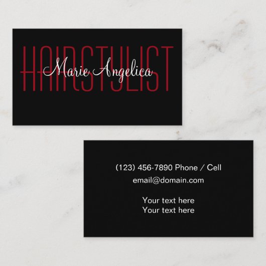 Trendy Two Side Haarstylist Visitekaartjes (Voorkant / Achterkant)