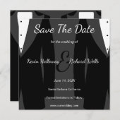 Trendy Two Tuxedos Gay Wedding Save the Date (Voorkant / Achterkant)