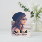 Trendy Type Foto Afstuderen Aankondigingskaart (Staand voorkant)