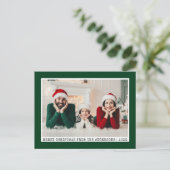 Trendy Type writer Font kerstfoto Groen Briefkaart (Staand voorkant)